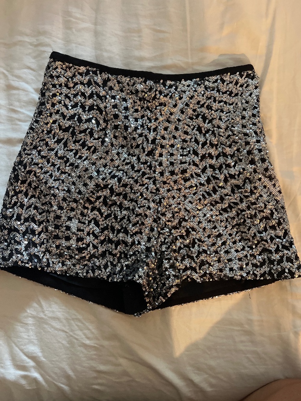 Stunning Zara black and silver sequin shorts